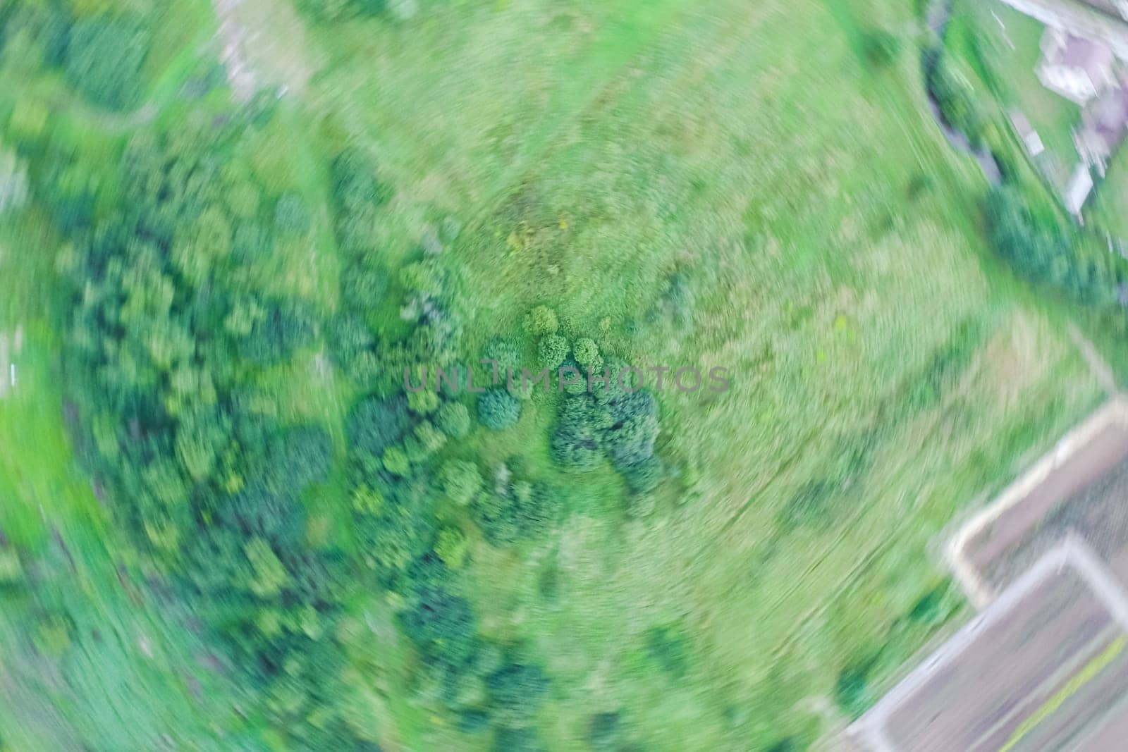 Top view of the village, fields and forests near the village