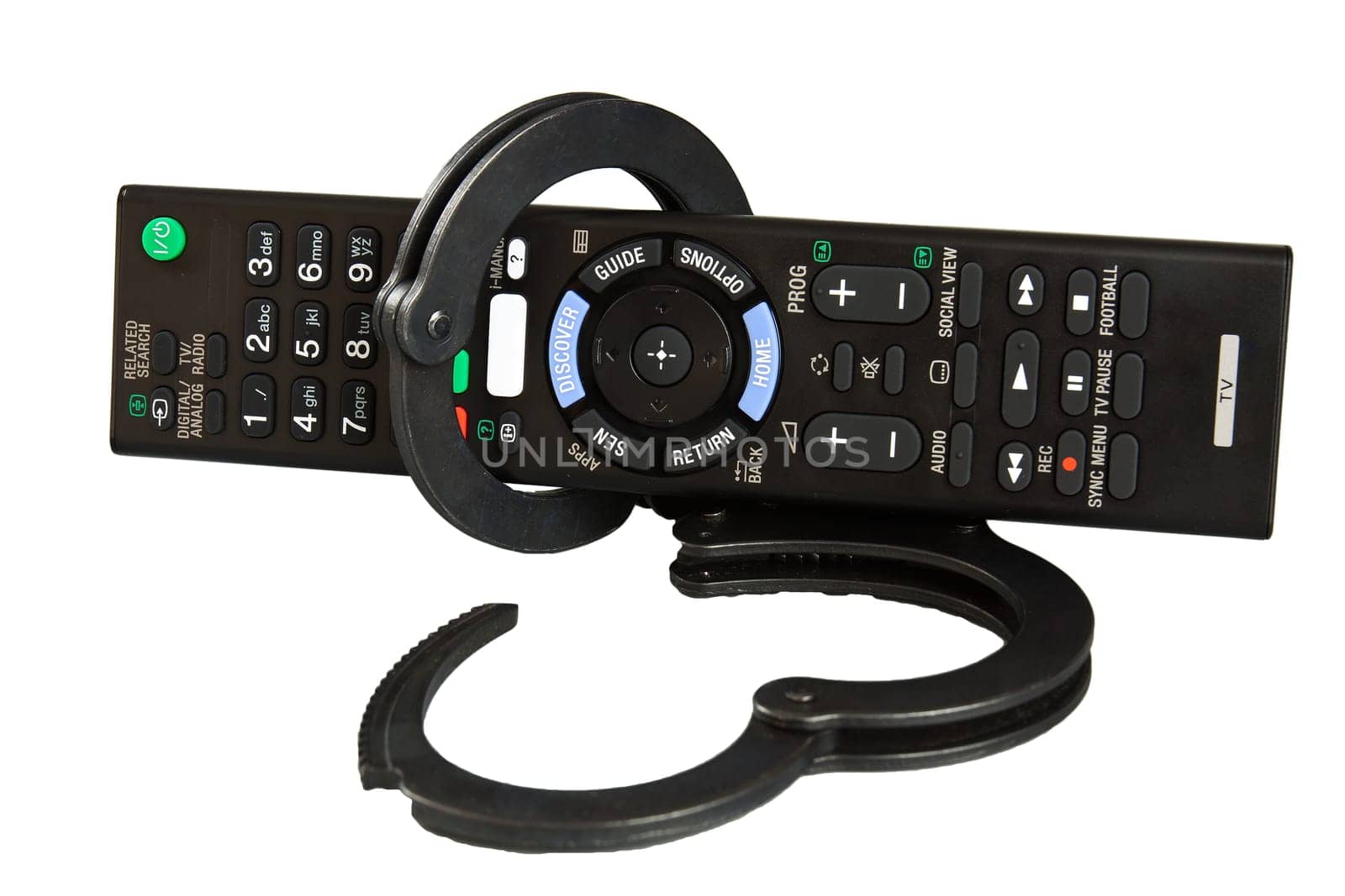 Remote control smart TV isolated on a white background