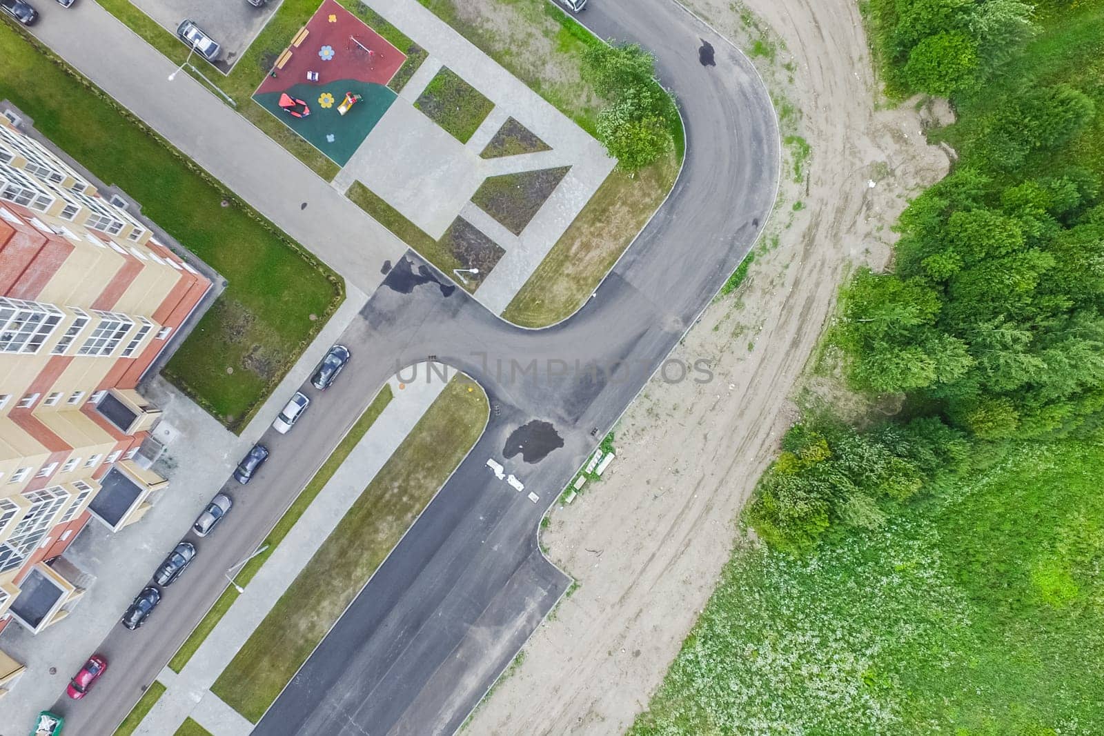 Top view of the city of Moscow, buildings and roads and other infrastructure of the city. Cityscape view from above.
