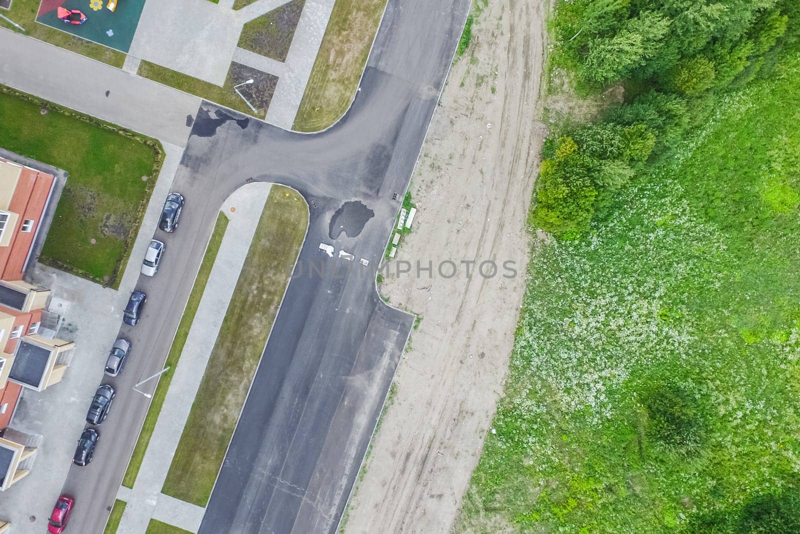 Top view of the city of Moscow, buildings and roads and other infrastructure of the city. Cityscape view from above.