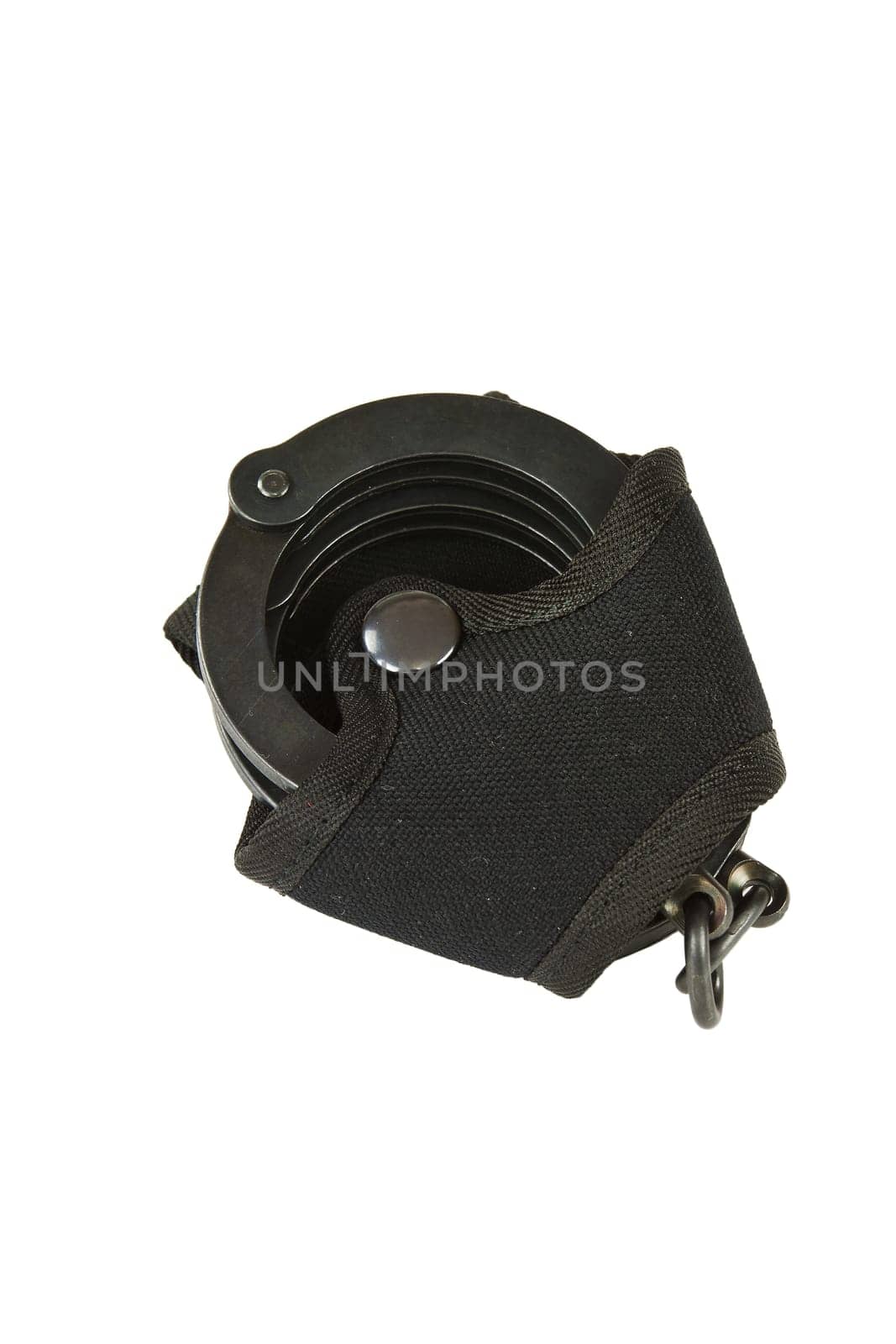 Black oxide police in handcuffs pouch belt