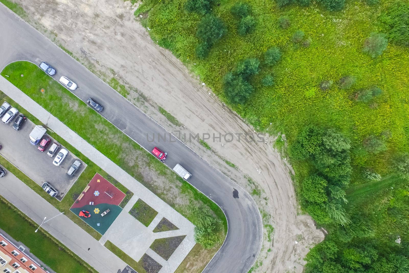 Top view of the city of Moscow, buildings and roads and other infrastructure of the city. Cityscape view from above.