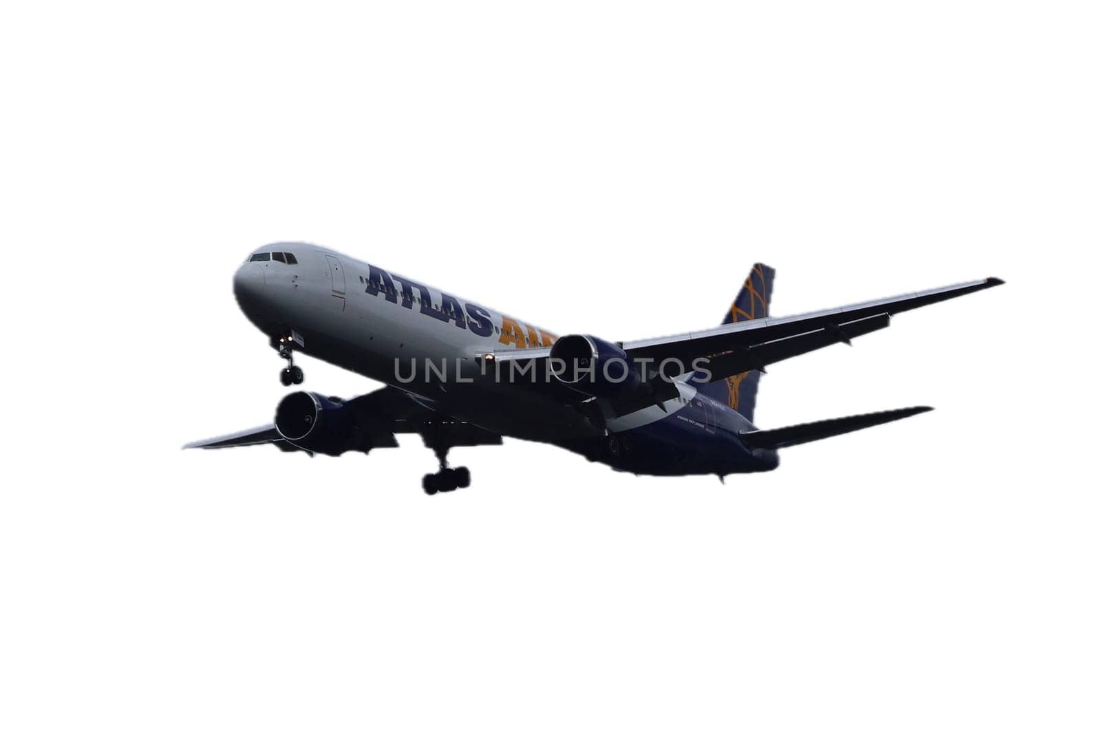 Kaiserslautern, Germany August 15, 2019: an Atlas Air Boeing approaching Ramstein Air Base