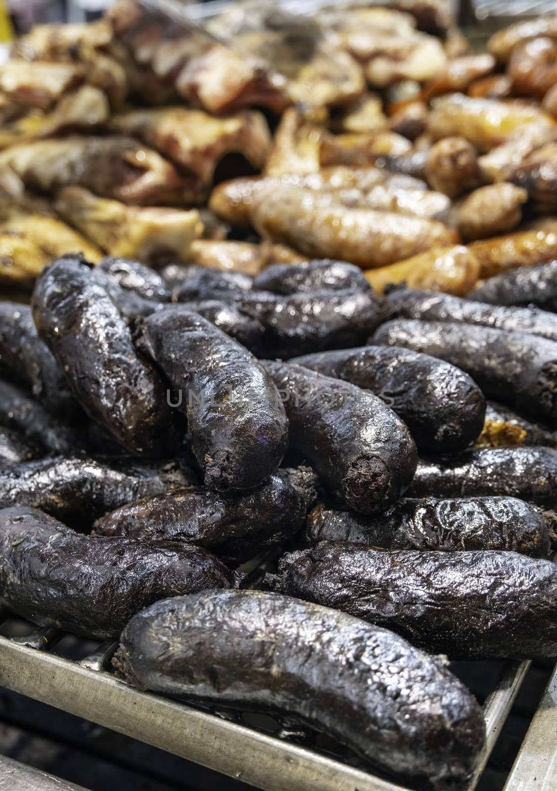 Detail of fire roasted pork, traditional festival