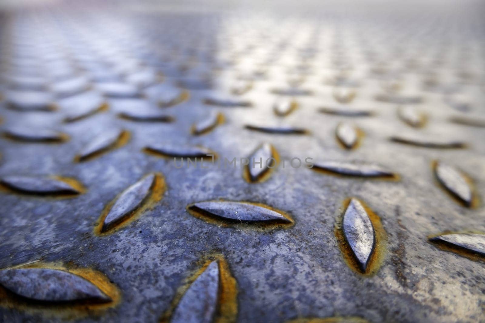Detail of metal floor with non-slip patterns
