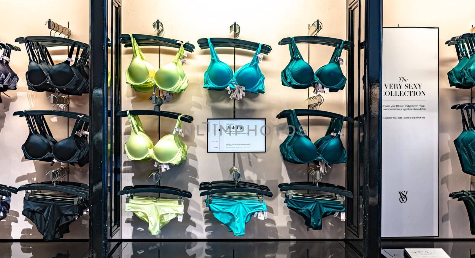 SINGAPORE - MAY 11, 2024: Interior of Victoria's Secret store, an American designer, manufacturer, and marketer of women's lingerie, womenswear, and beauty products