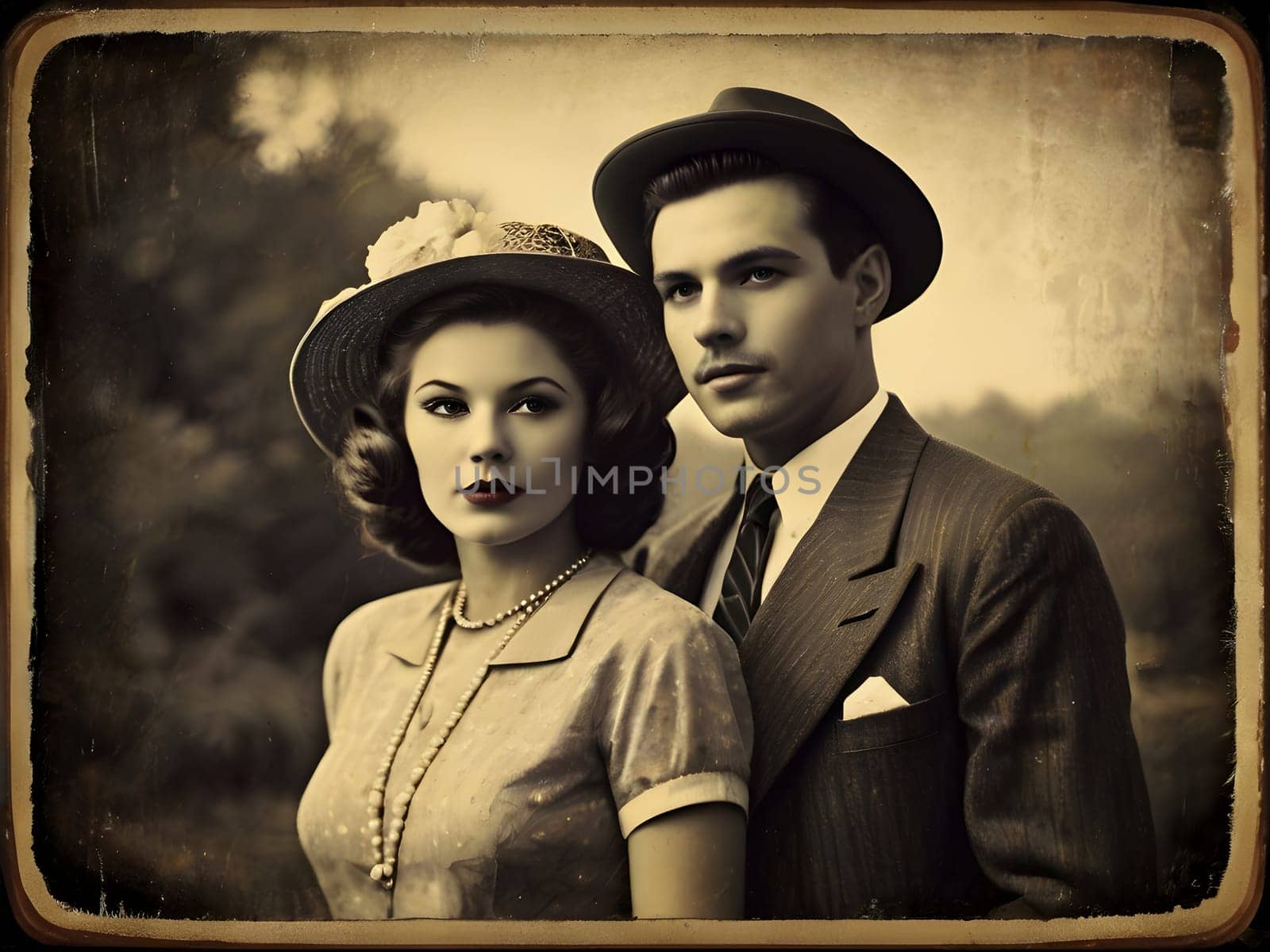 Old photograph of the vintage couple