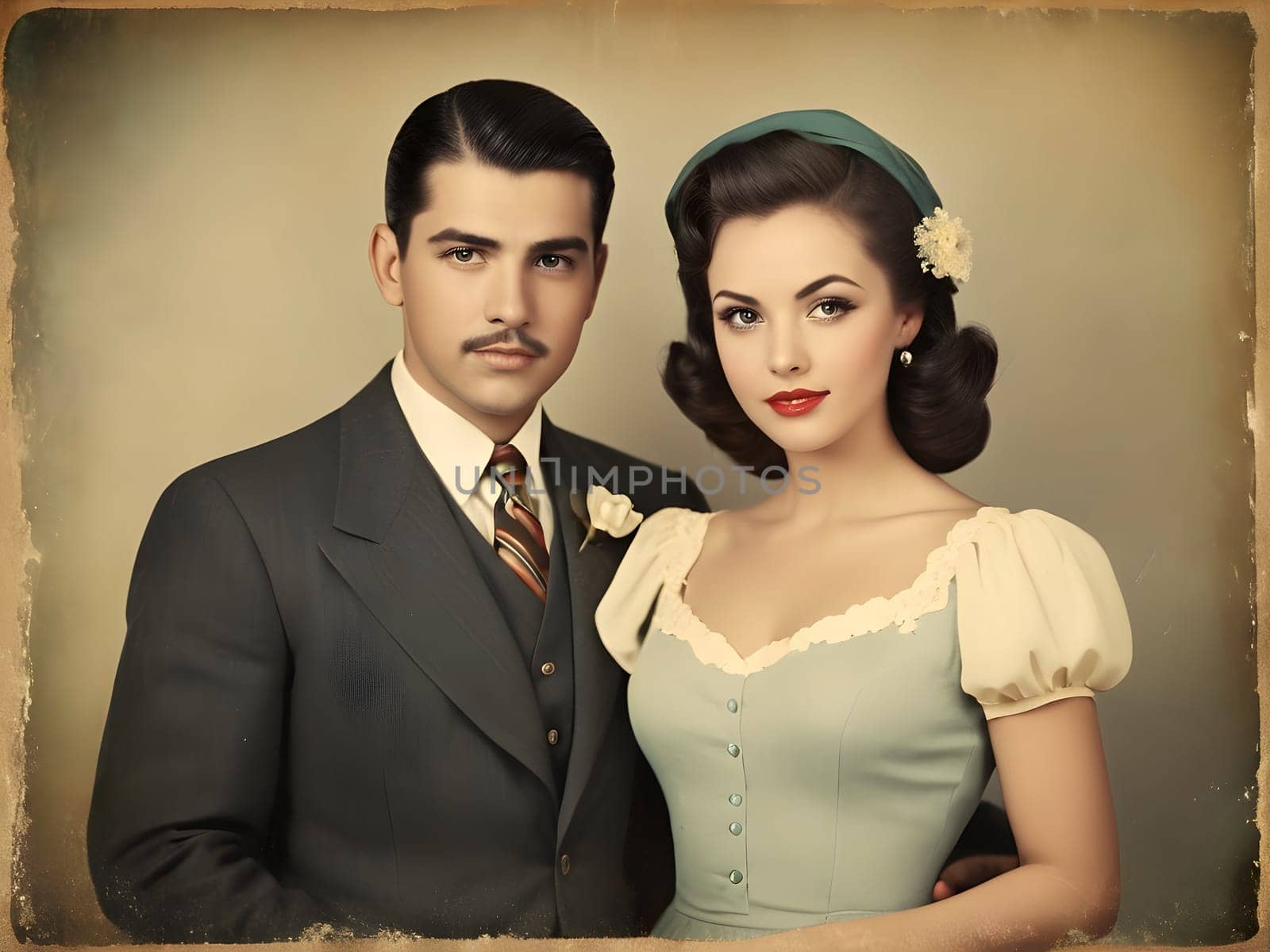 Old photograph of the vintage couple