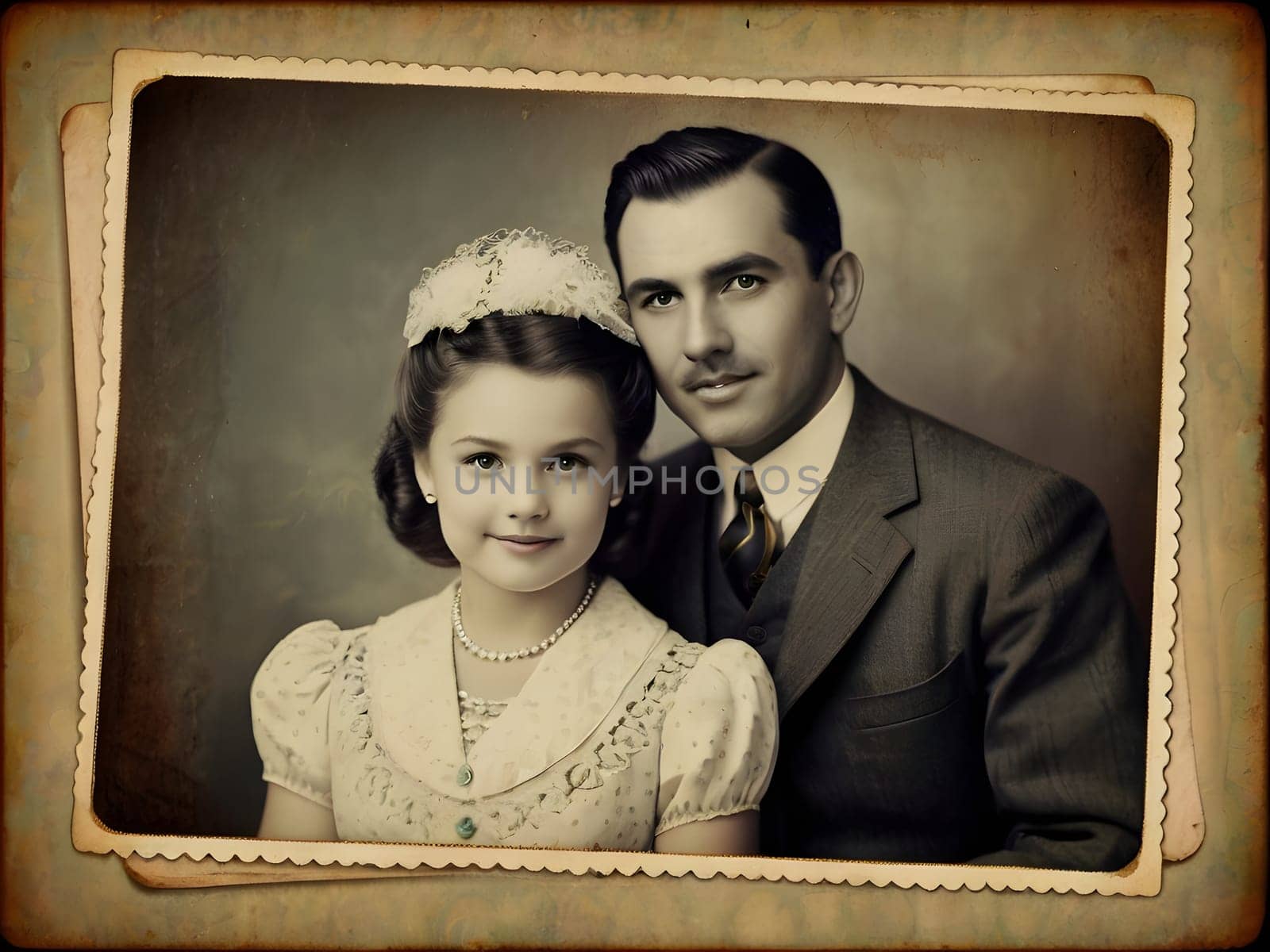 Retro vintage family on the photo