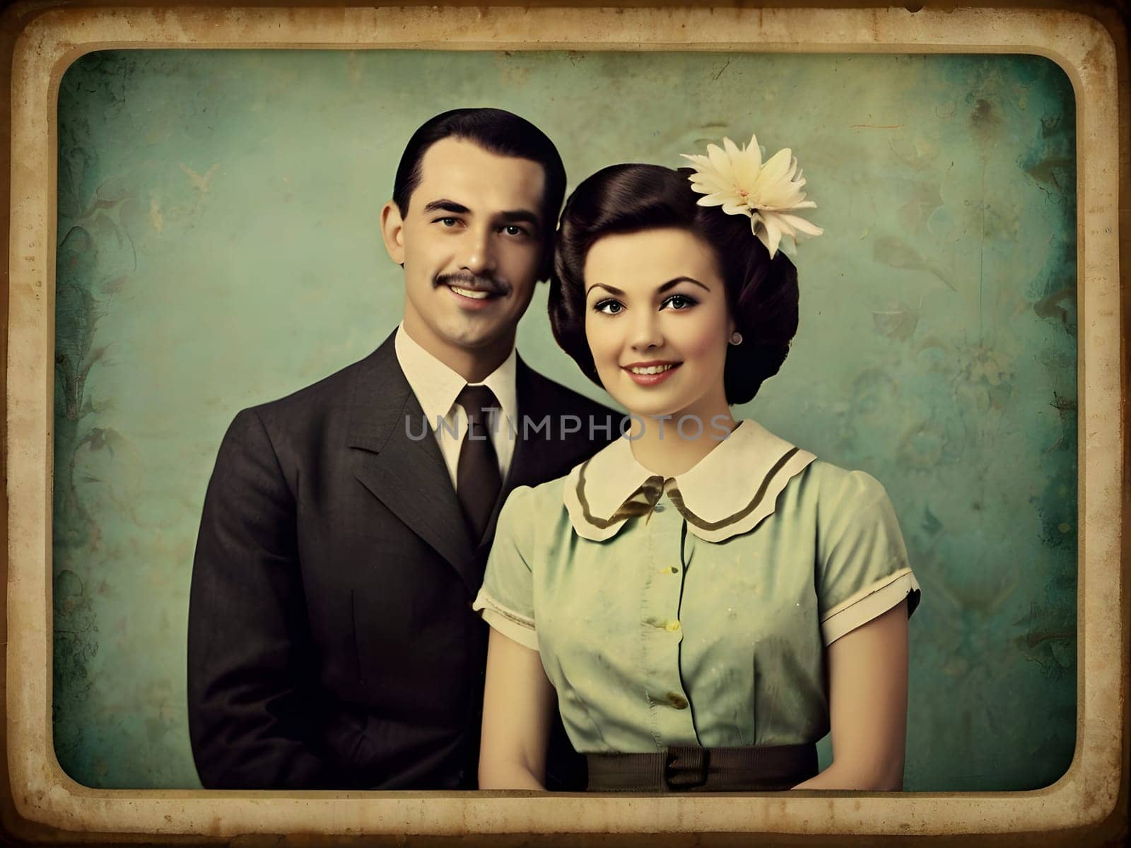 Retro vintage family on the photo