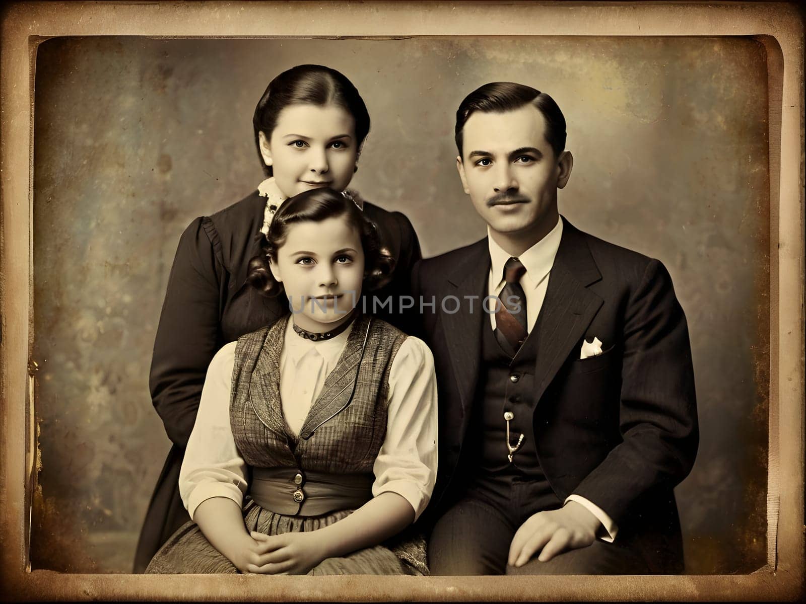 Retro vintage family on the photo