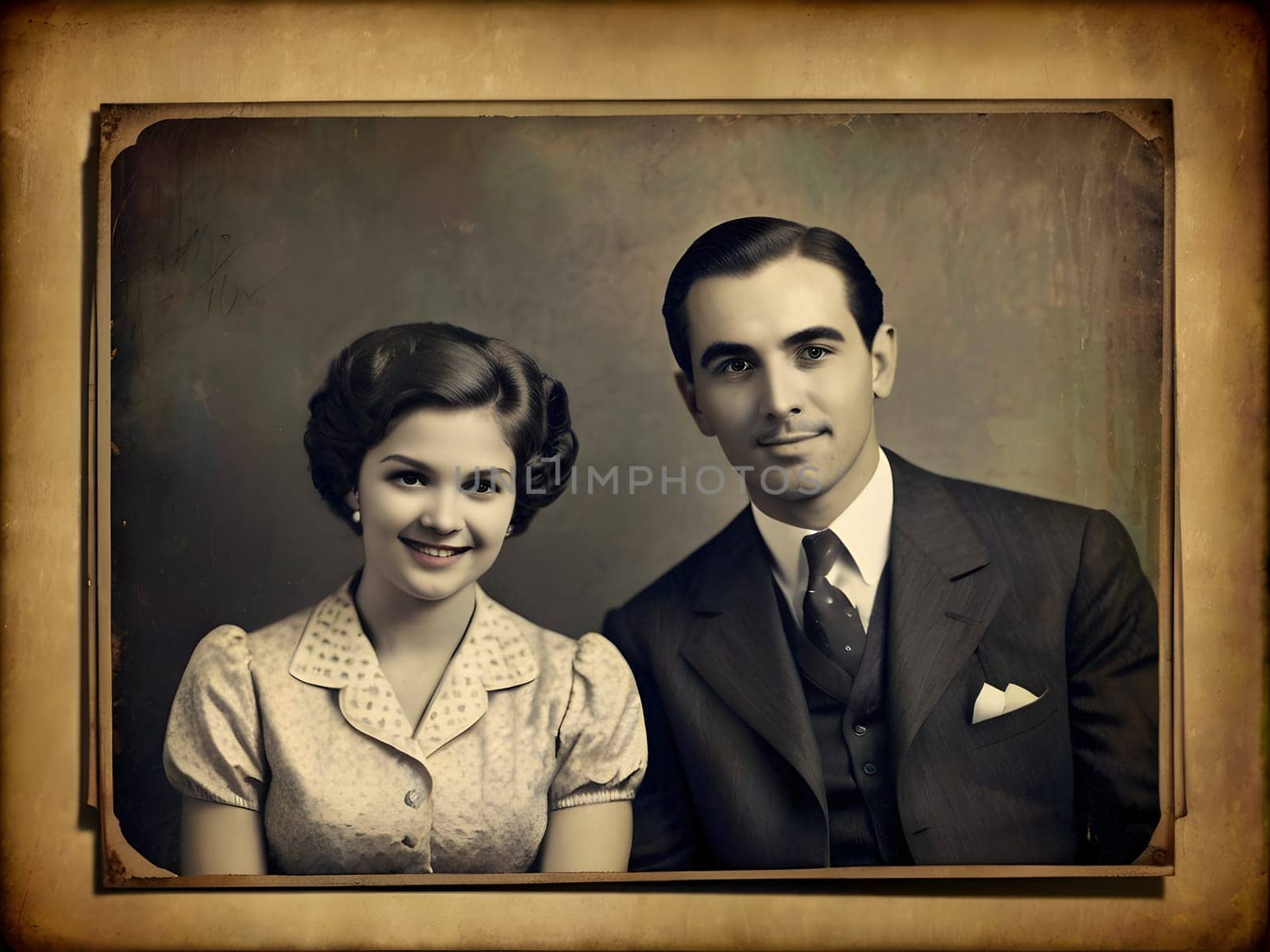 Retro vintage family on the photo