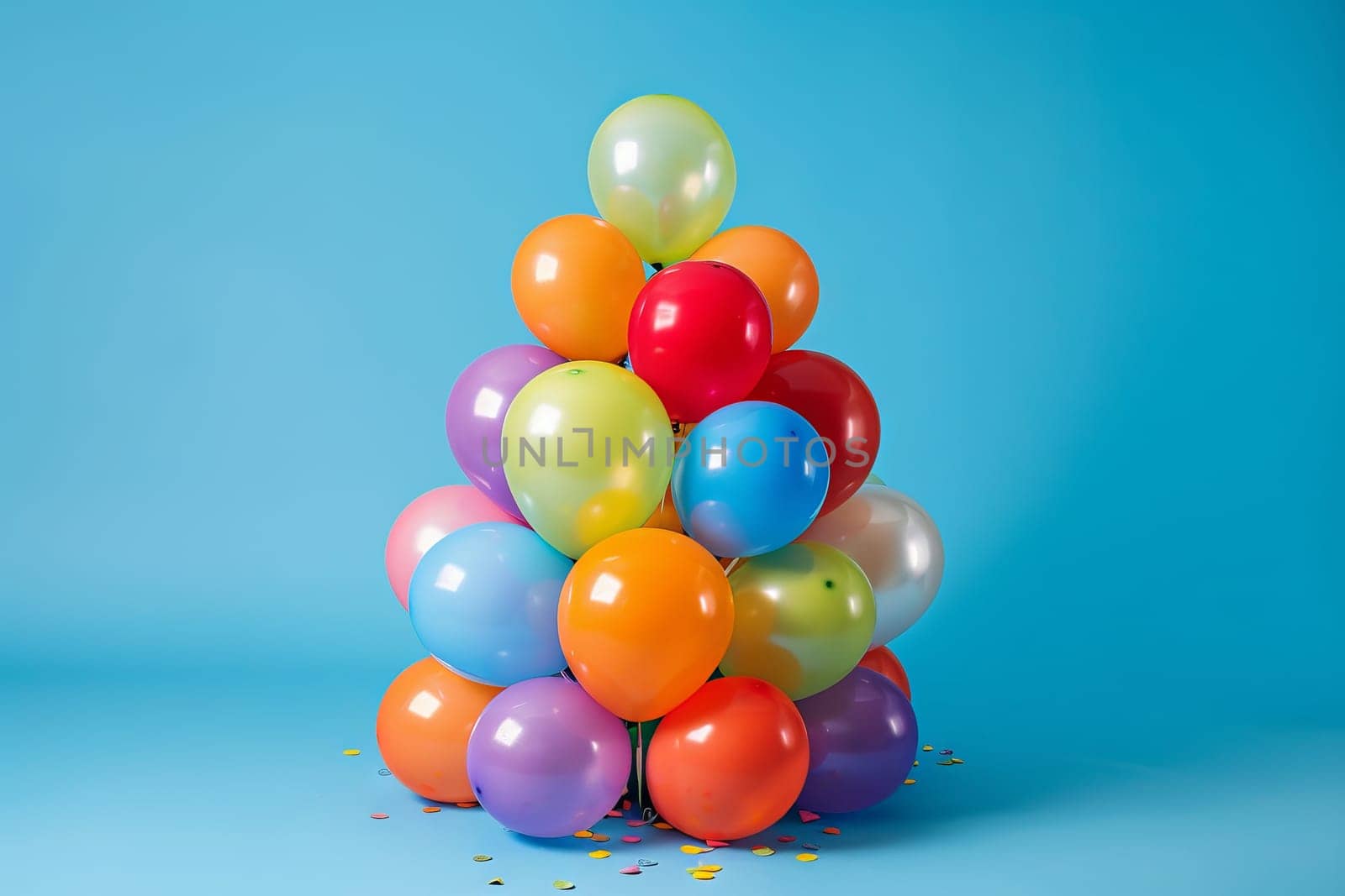 Cluster of balloons arranged in the shape of a birthday cake, ideal for birthday celebrations