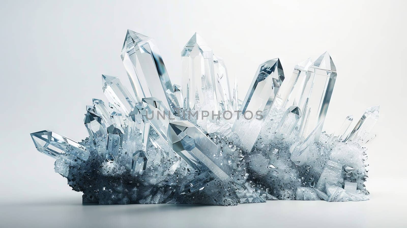 Crystal formations with a surreal allure, evoking a sense of wonder and enchantment on white