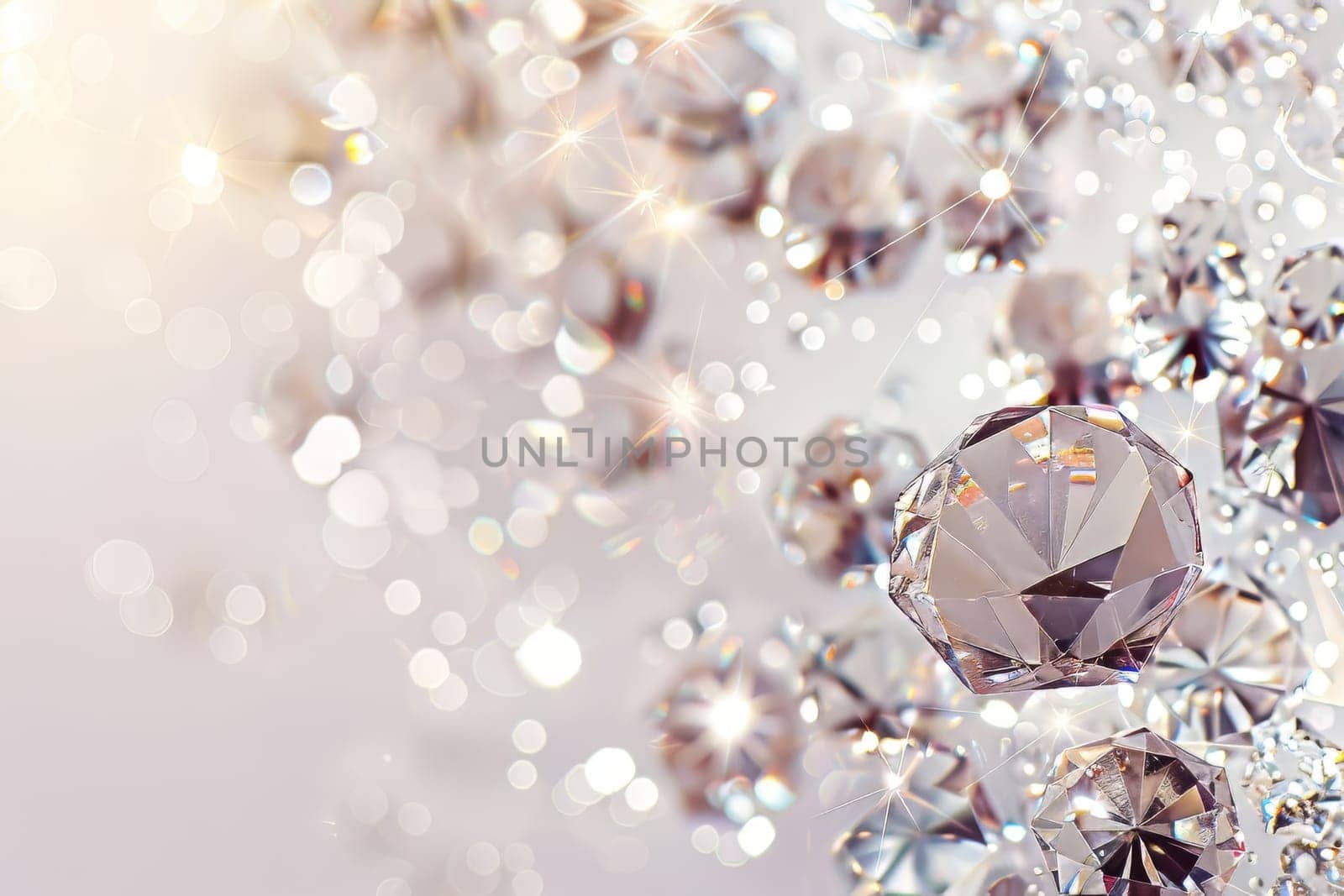 Dazzling diamond-like sparkles sparkling against a transparent white backdrop, adding a touch of luxury and allure