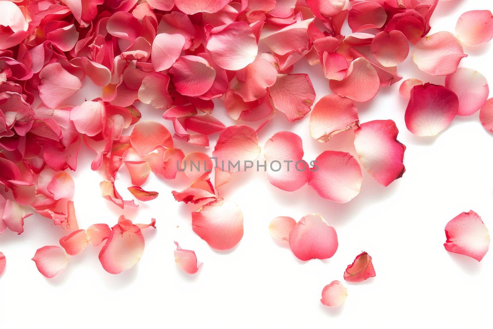 Delicate rose petals on a soft transparent white background, adding a touch of romance