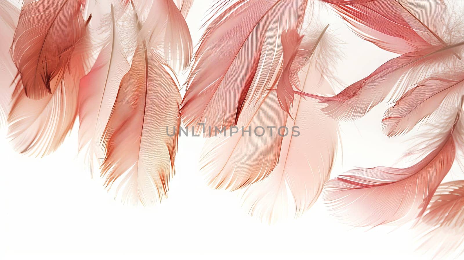 Elegant boho feathers creating a sense of harmony and balance against white