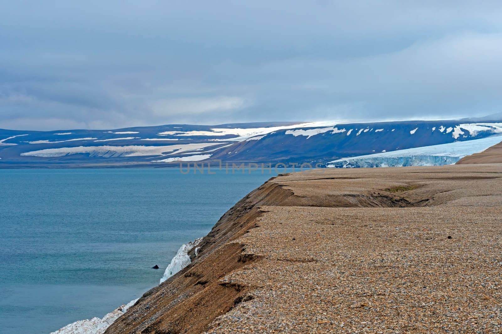 Barren Shores With Ice and Snow on Nordaustlandet in the Svalbard Islands