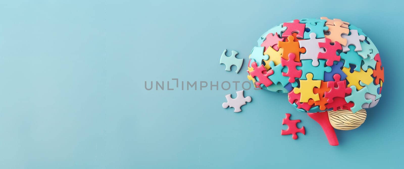ADHD awareness month october, attention deficit hyperactivity disorder, mental health, brain with colorful jigsaw or puzzle pieces