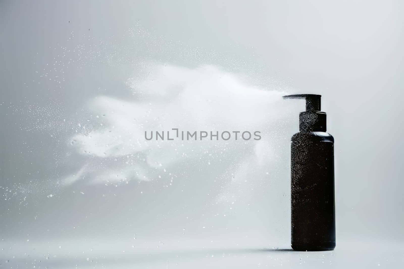 Hairspray mist against a transparent white canvas, ideal for hairstyling product promotions