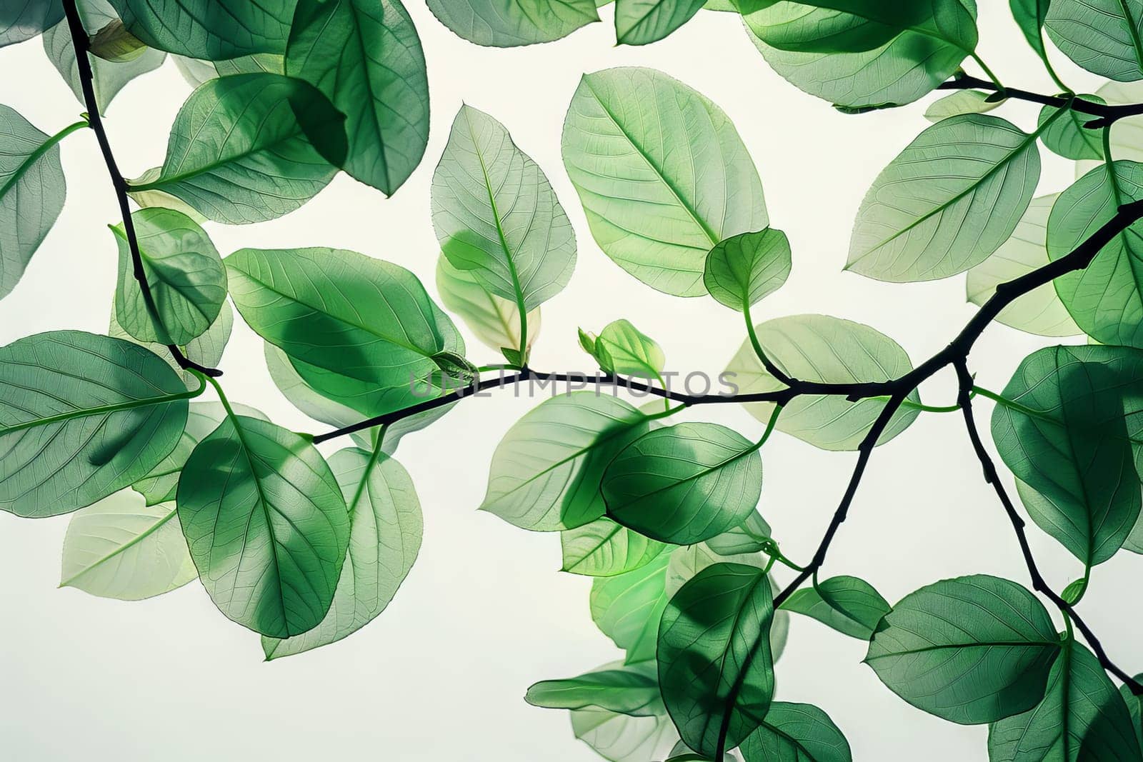 Intricate bonsai leaves against a transparent white canvas, adding texture to compositions