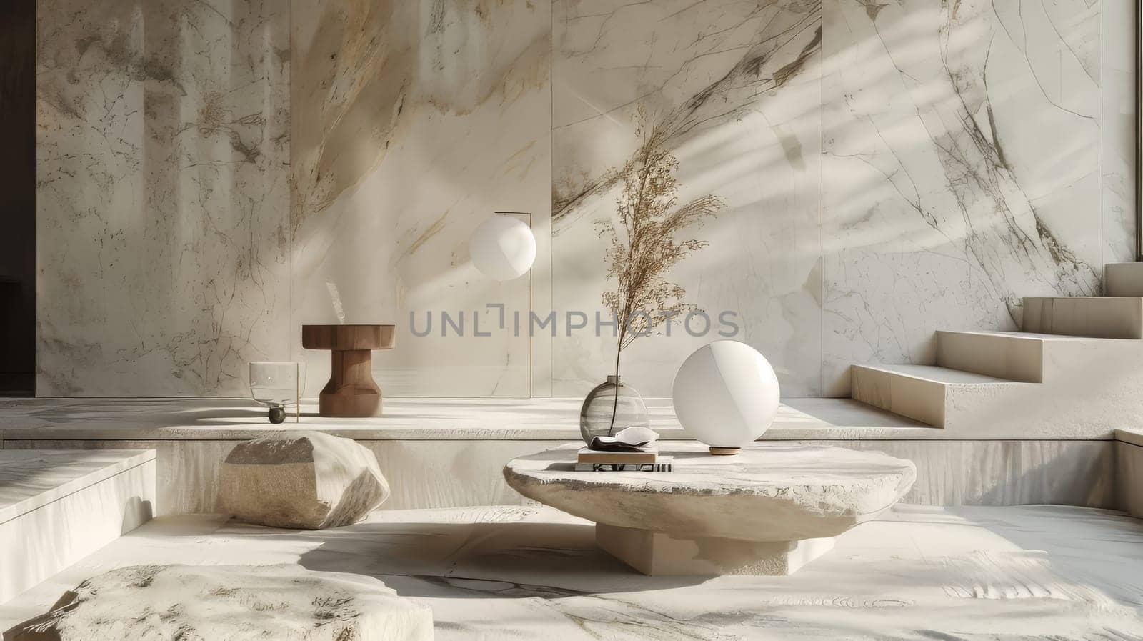 Neutral marble surface with transparency, perfect for creating a sense of calm and balance
