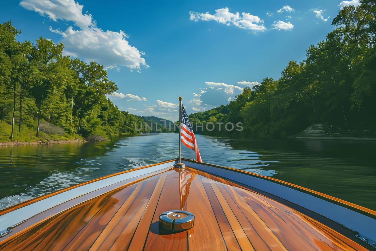 Proudly displaying the American flag on a boat