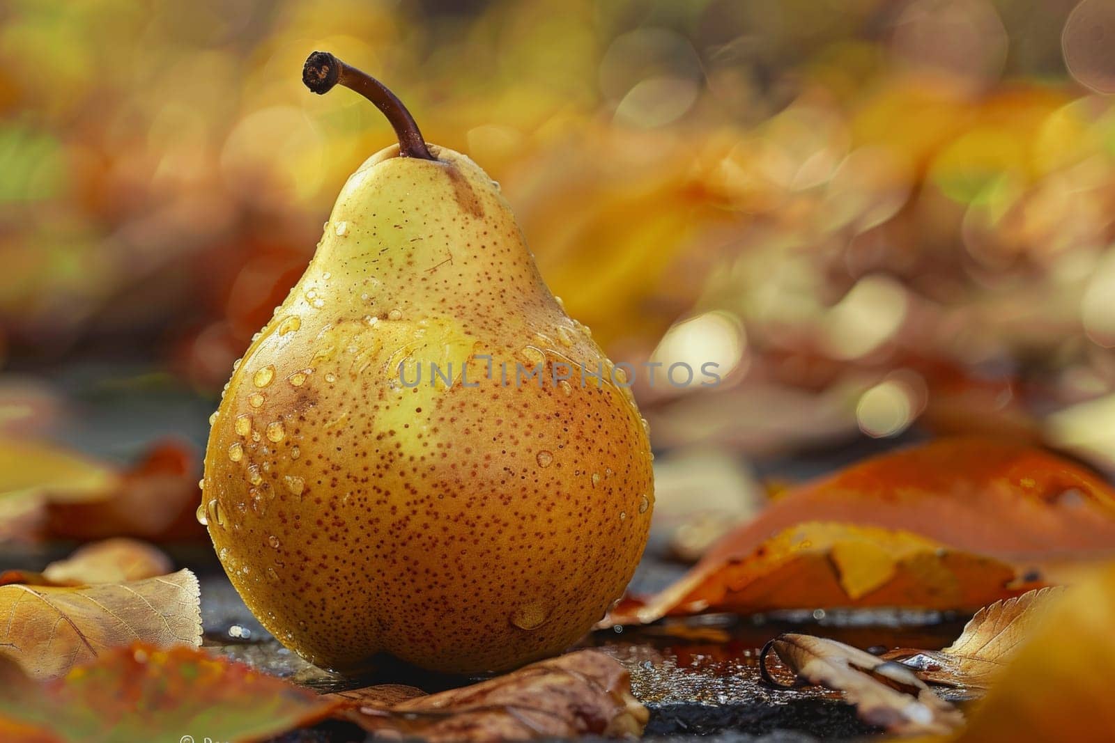 Refreshing pear with golden-yellow skin and crisp texture, perfect for autumn-themed projects