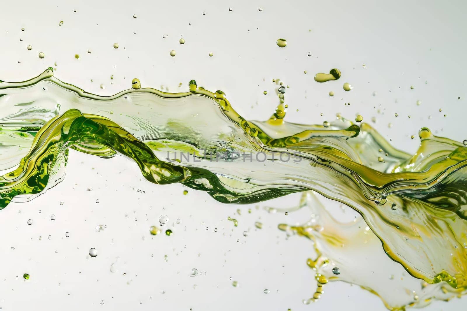 Refreshing liquid splash against a transparent white backdrop, evoking freshness