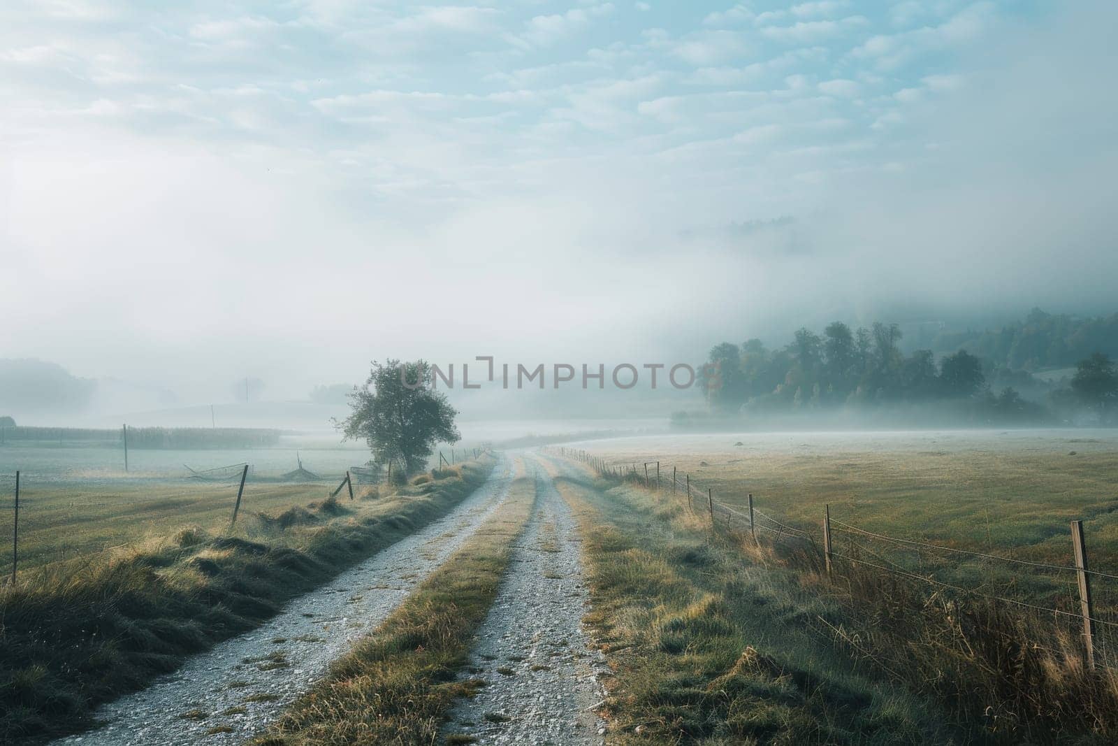 Rolling fog in a serene landscape