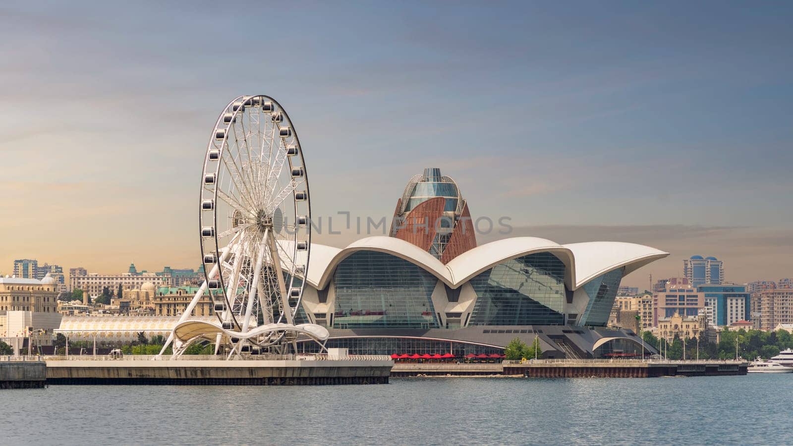 A view of the Baku Eye Ferris wheel located near Deniz Mall in Baku, Azerbaijan