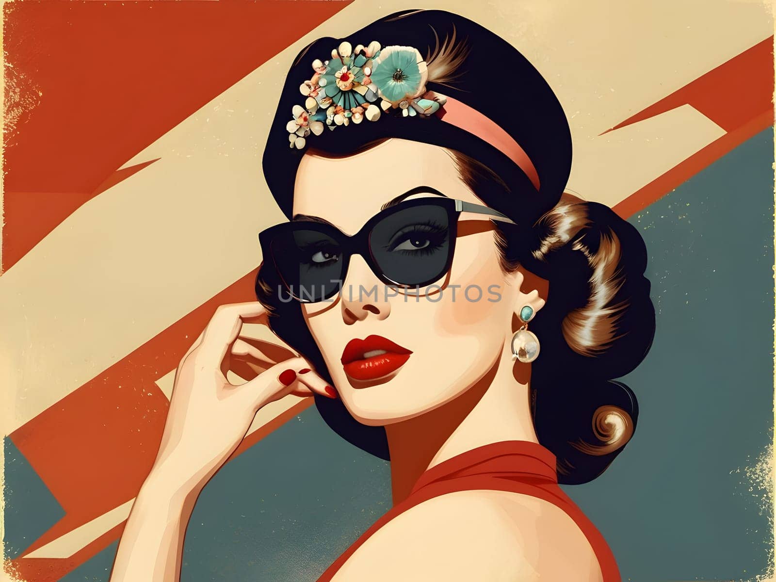 Fashion woman in vintage retro style