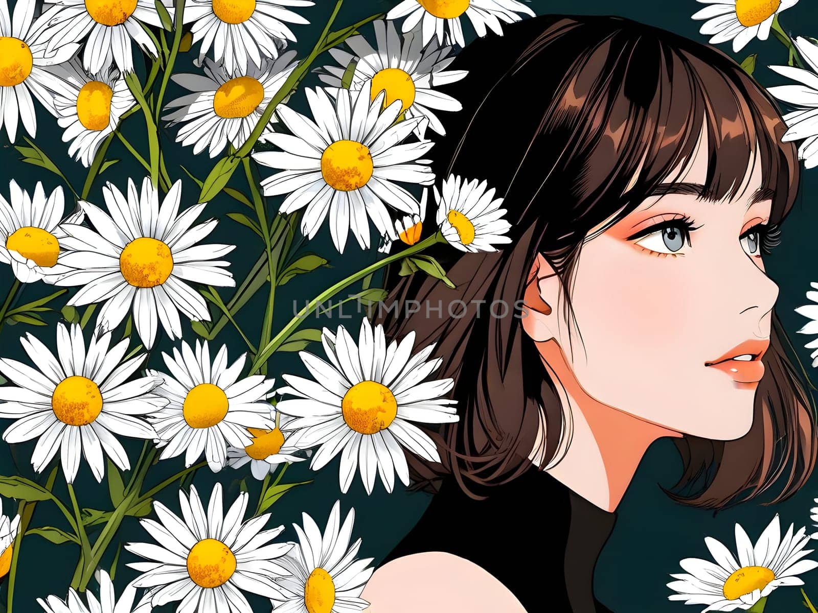 Fashion art woman with the flowers