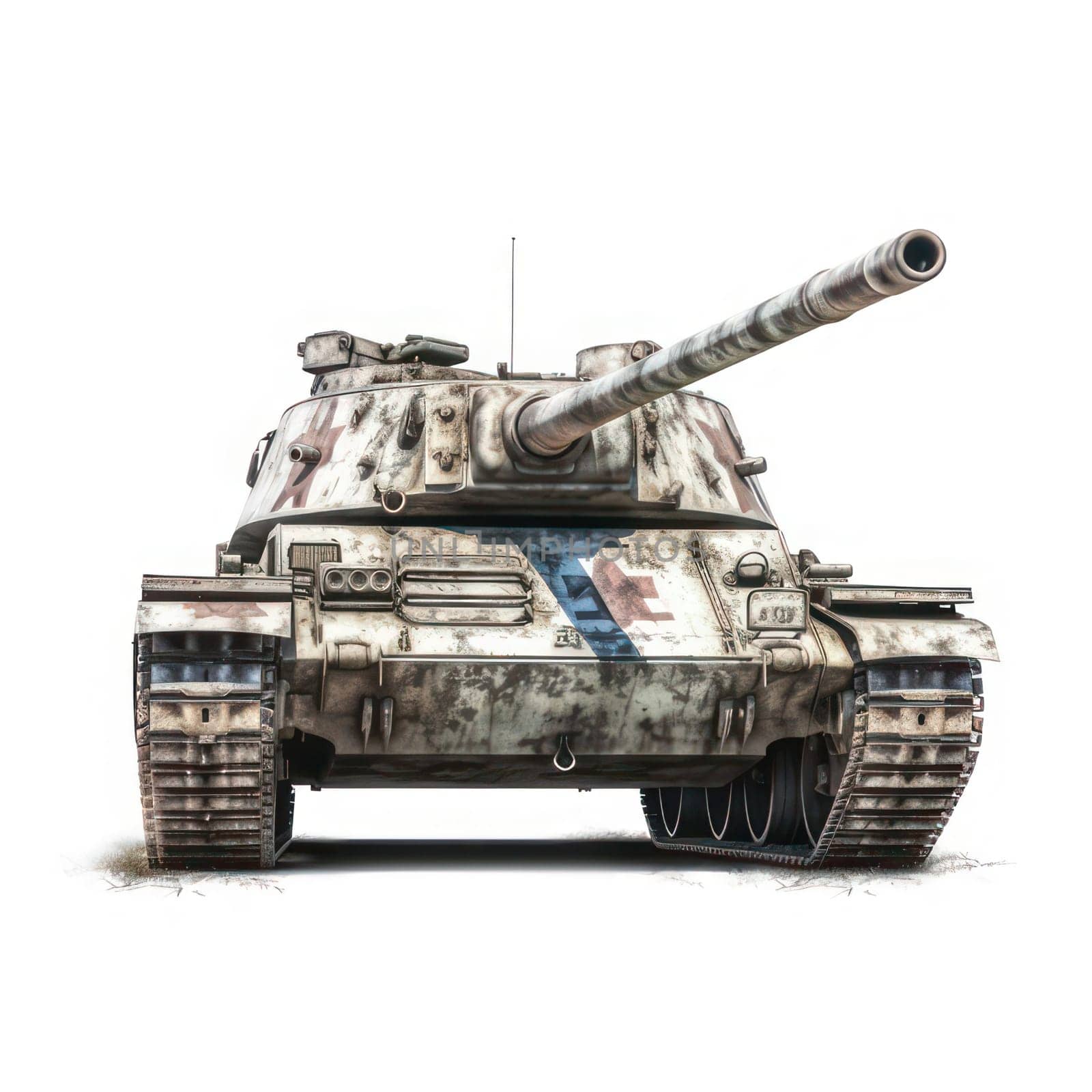Battle tank isolated on white AI generated image