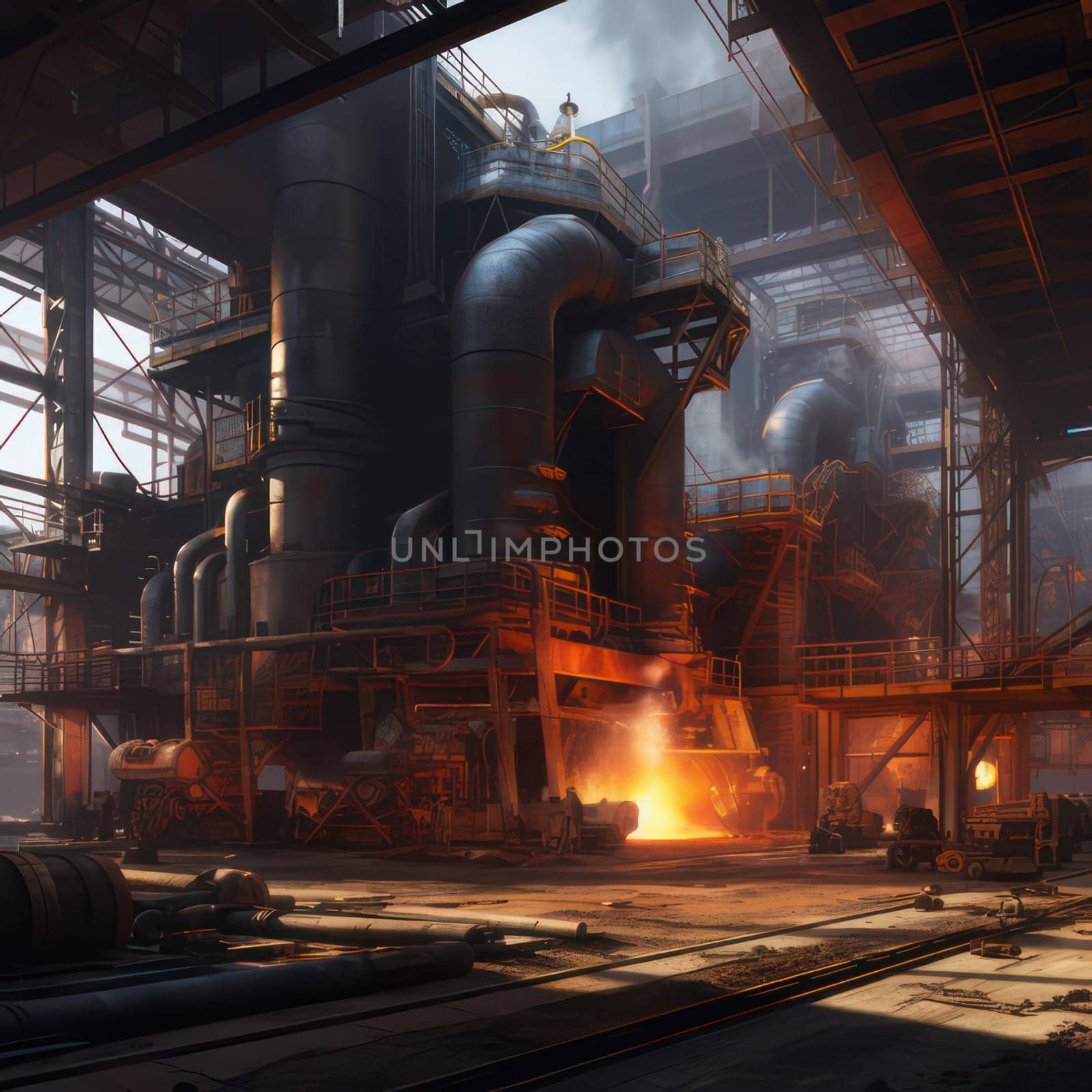Modern steel factory AI generated image