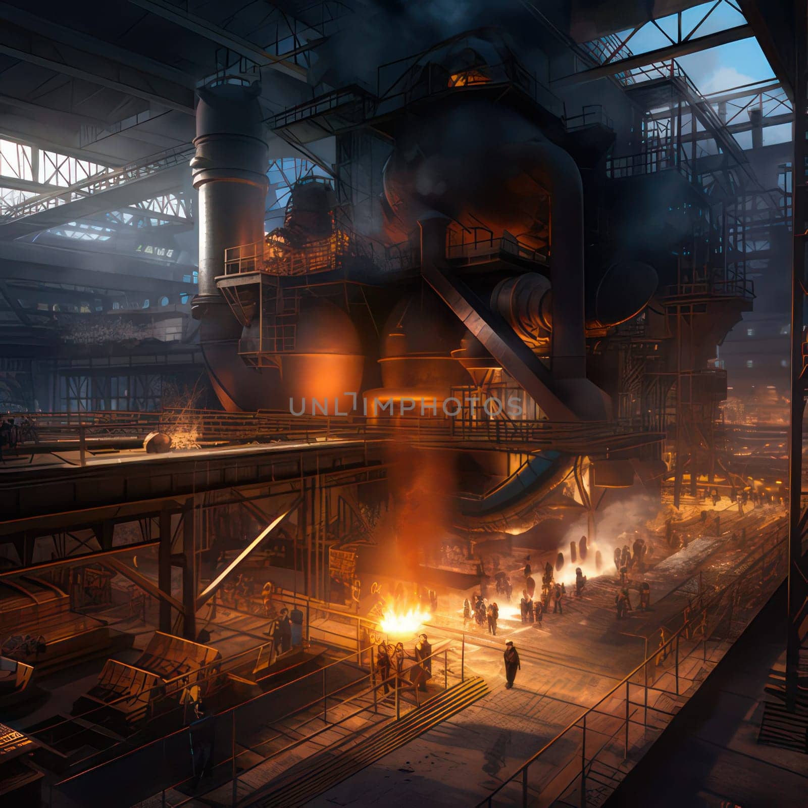 Modern steel factory AI generated image