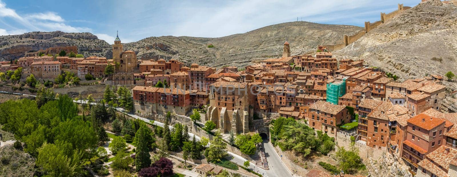 Panoramic aerial view of Albarracin province of Teruel listed as beautiful towns of Spain