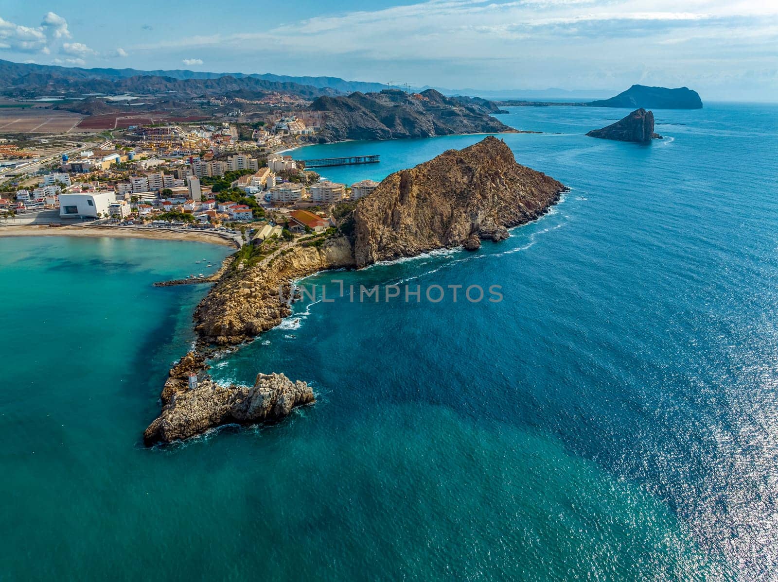 Lighthouse on the Isla del Aguilica in the city of Aguilas, province of Murcia. Spain