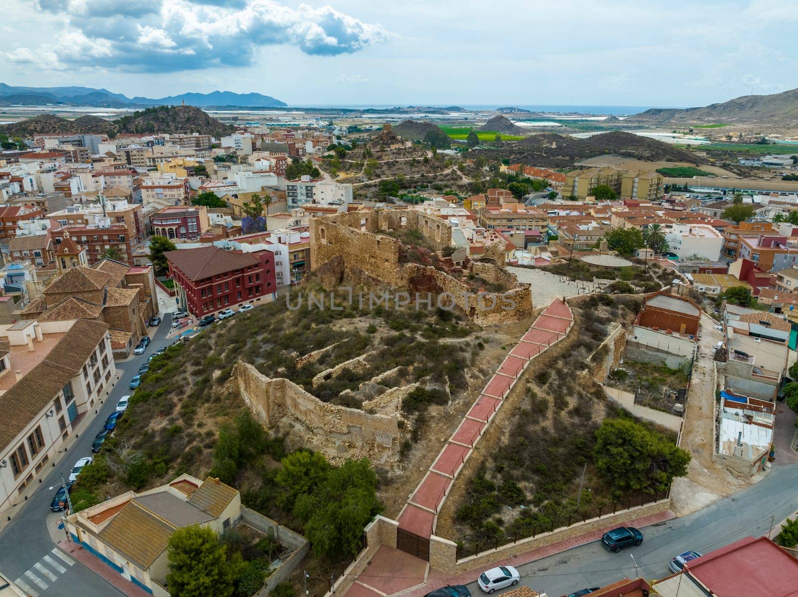 Aerial view of the castle of Mazarron province of Murcia Spain