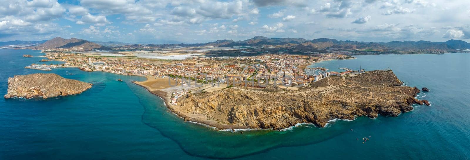 Panoramic aerial view of Mazarron Puerto, province of Murcia. Spain