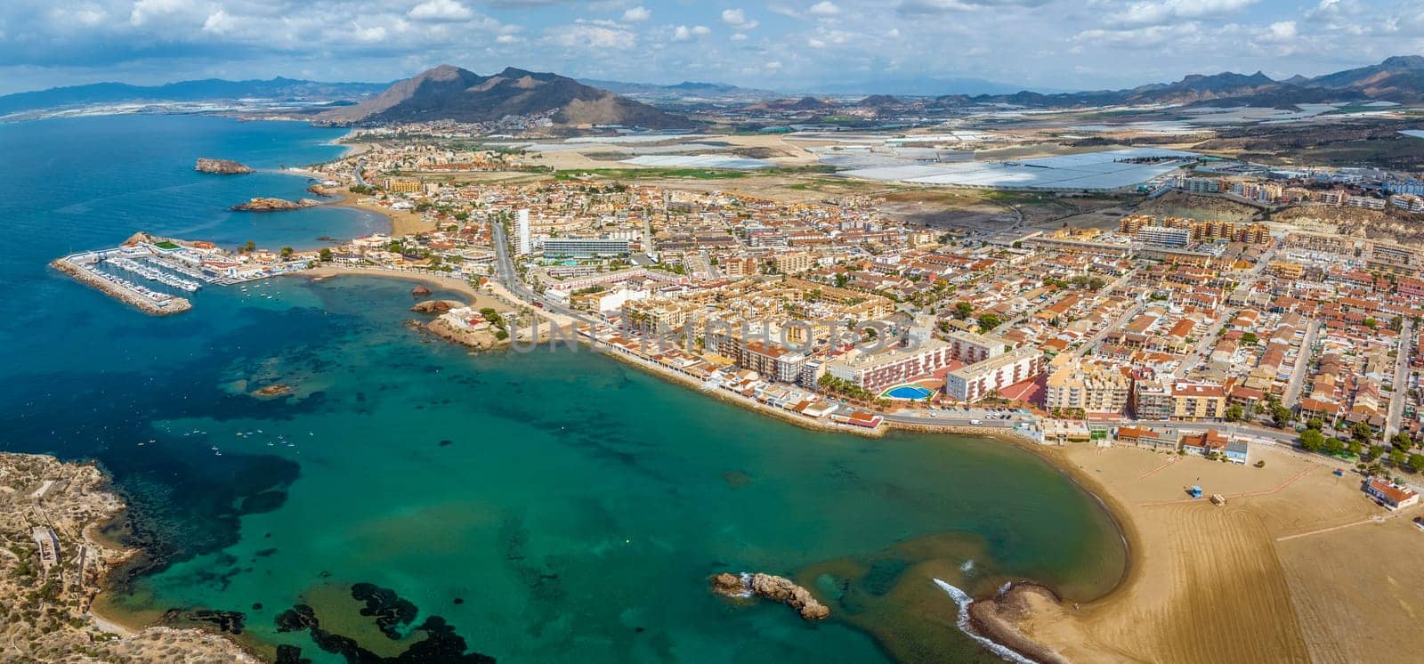 Panoramic aerial view of Mazarron Puerto, province of Murcia. Spain