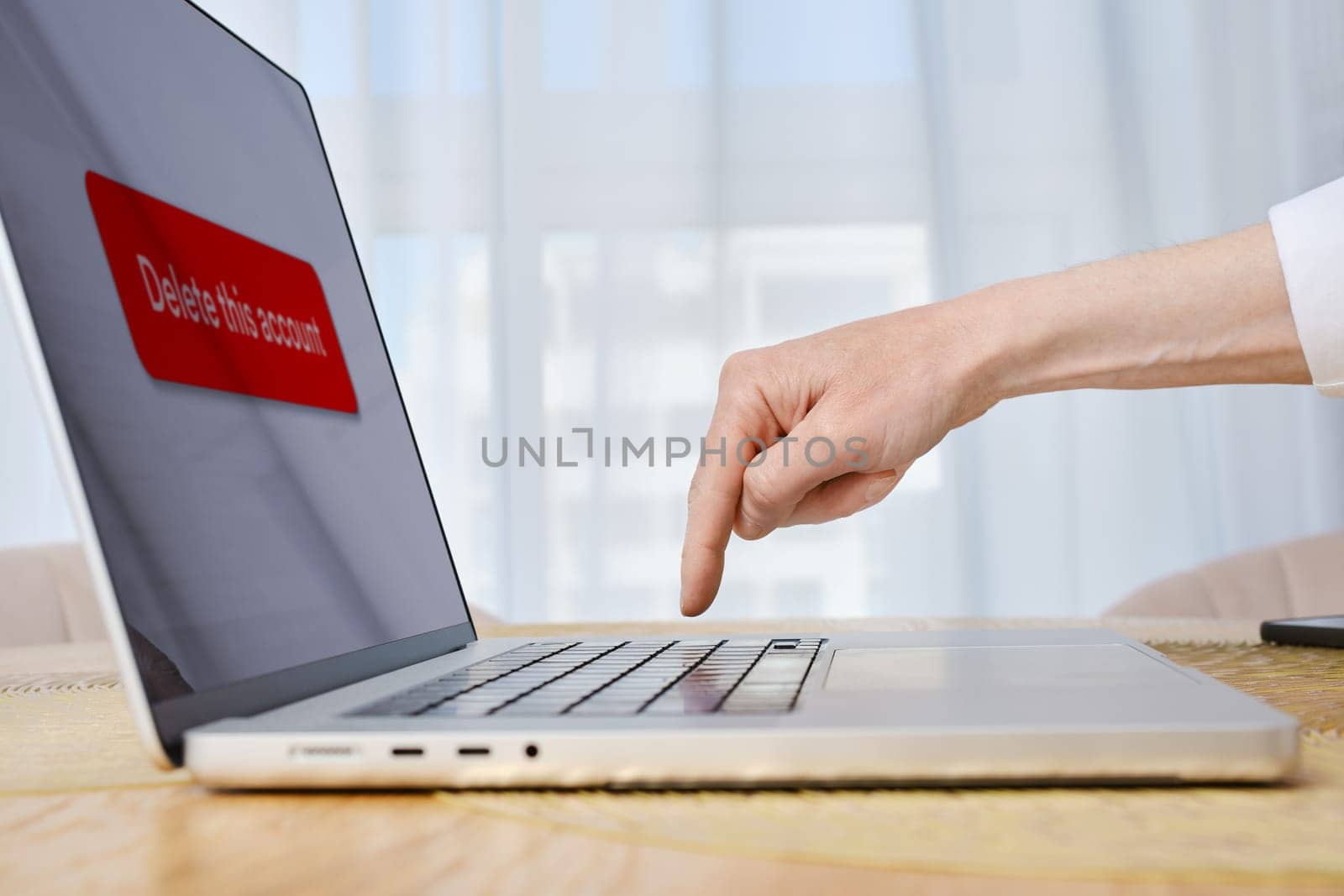 Concept of erasing digital footprint on Internet. Deleting account in social network.