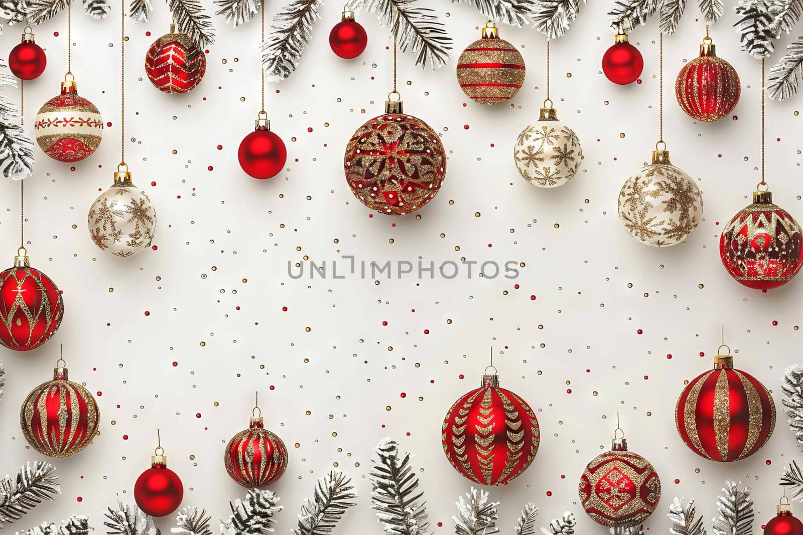 Traditional Christmas decorations on a transparent white canvas, ideal for festive banners