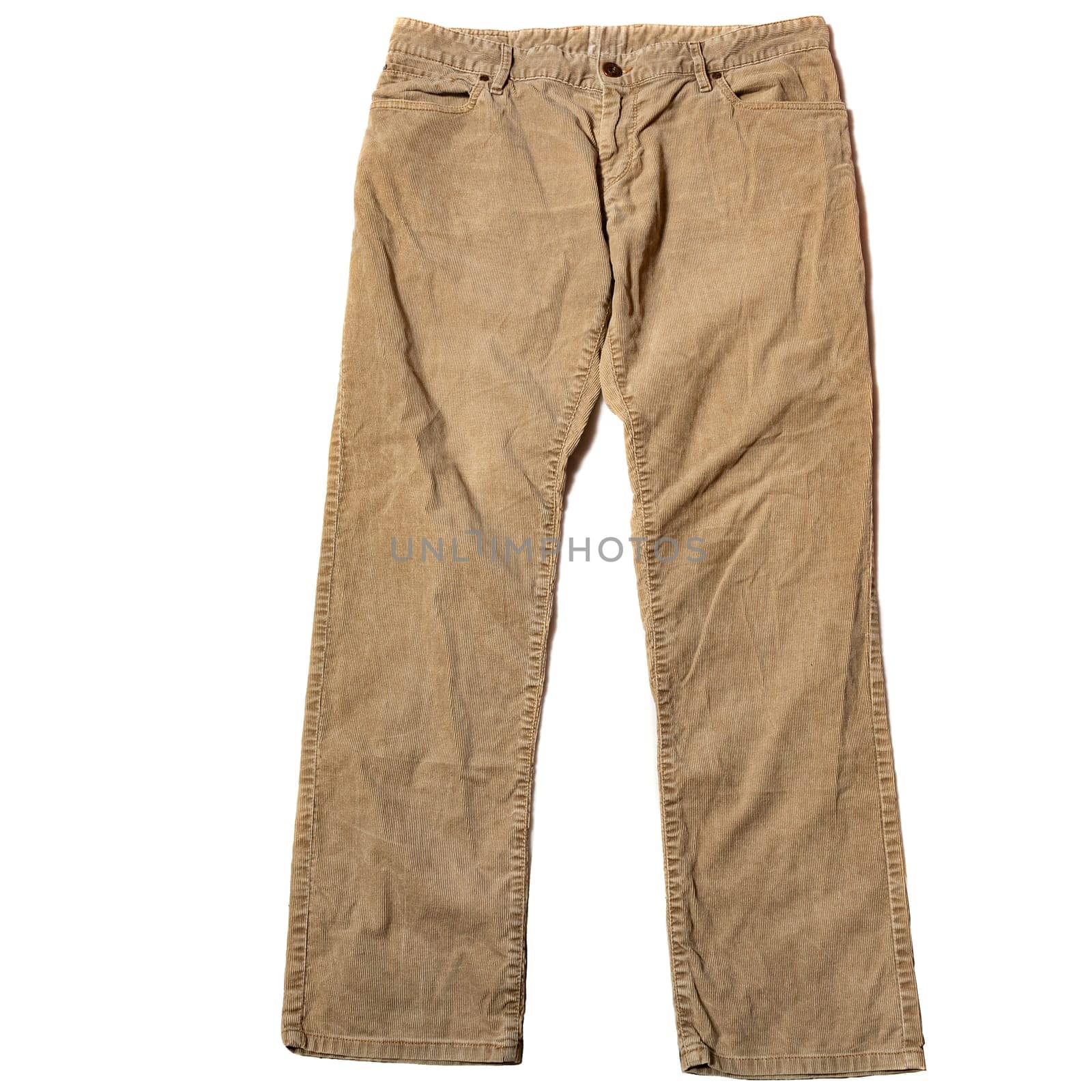 classic corduroy pants on a white background