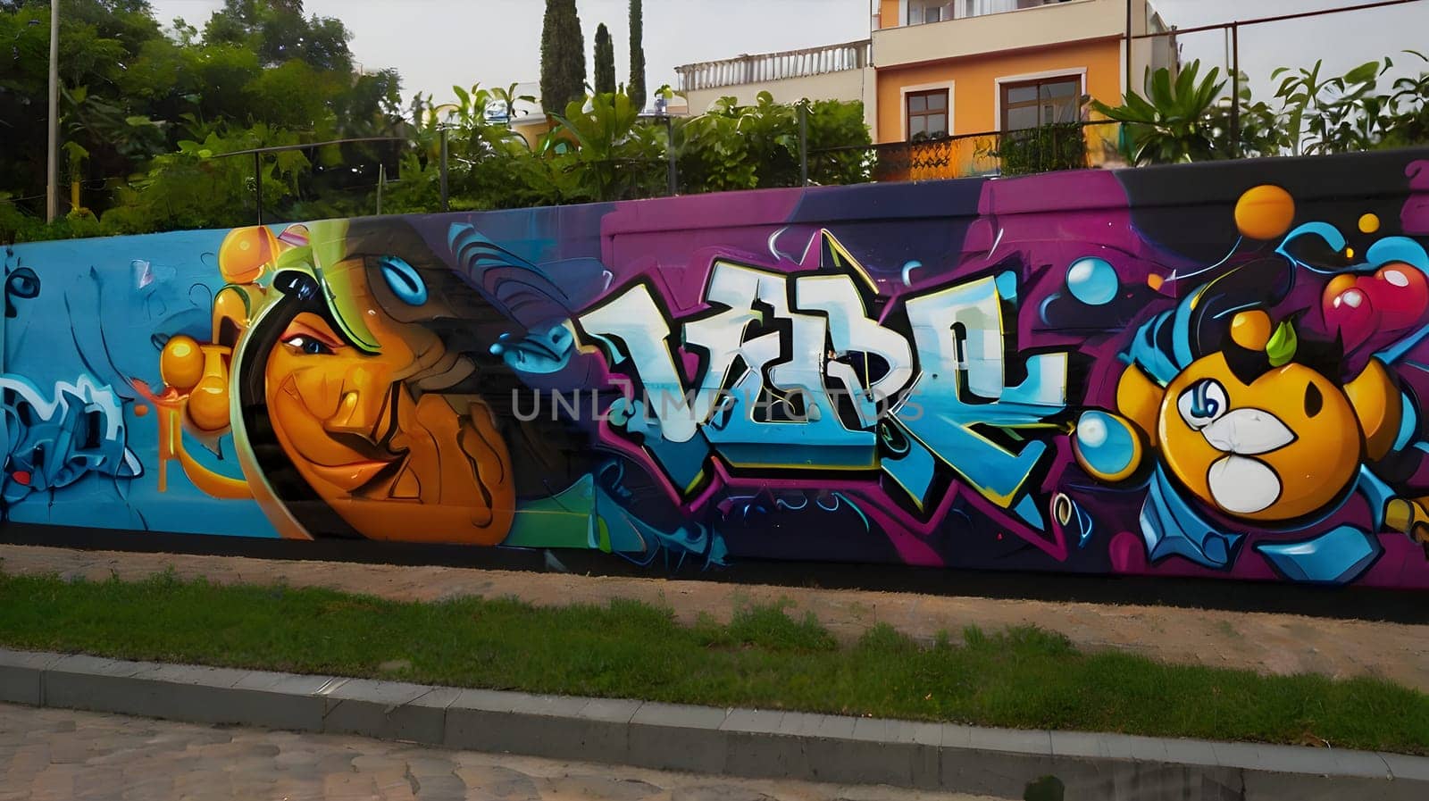 Beautiful graffiti painting on city walls