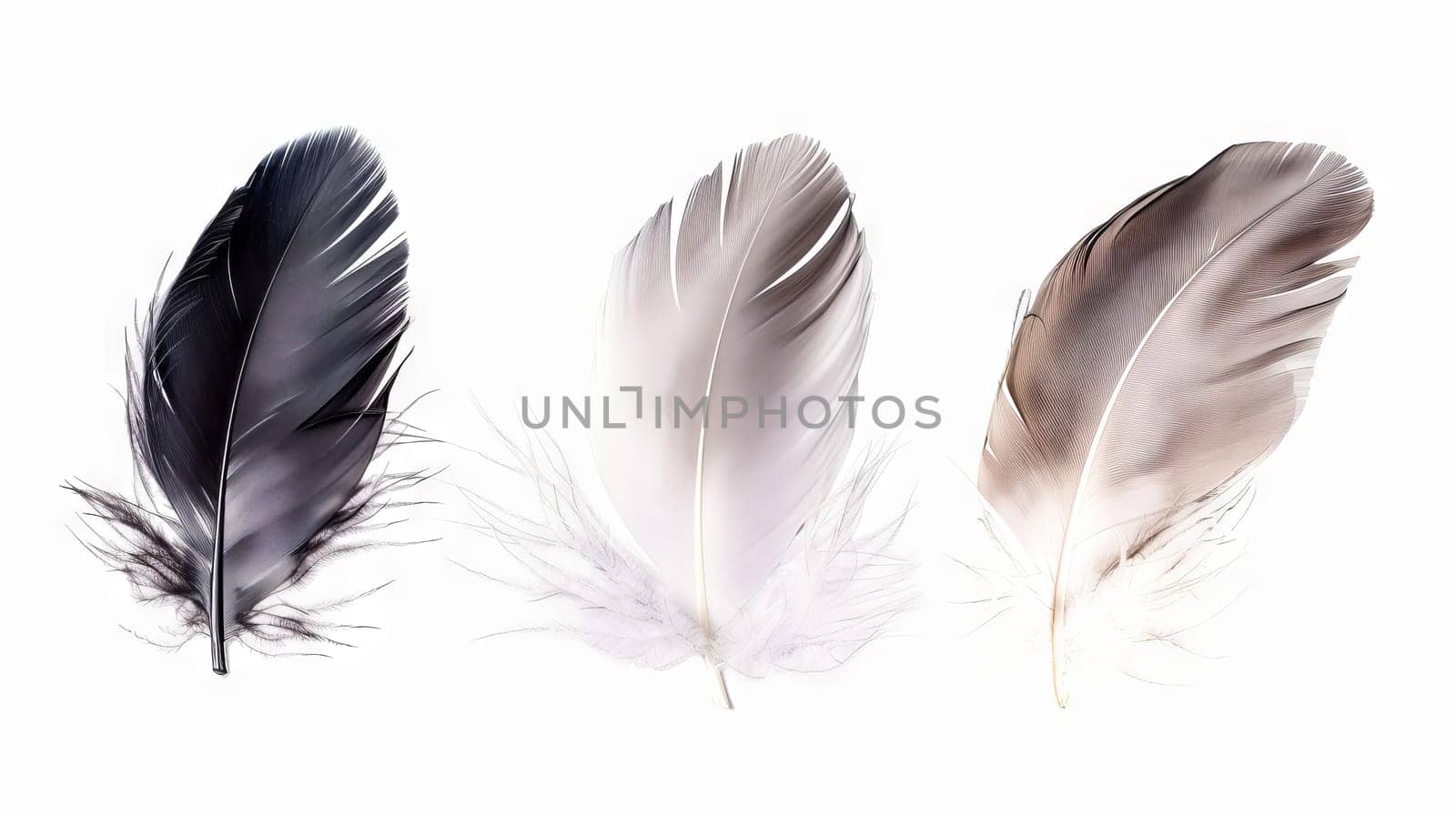 Elegant boho feathers creating a sense of harmony and balance against white
