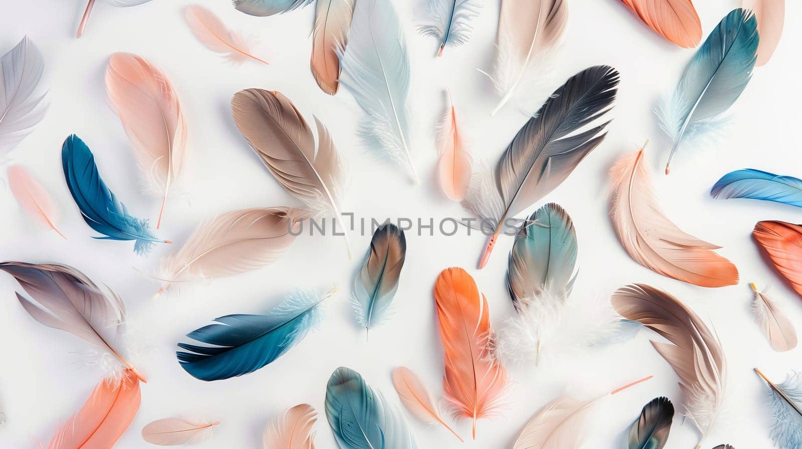 Dreamy boho feathers adding a touch of whimsy to a white background