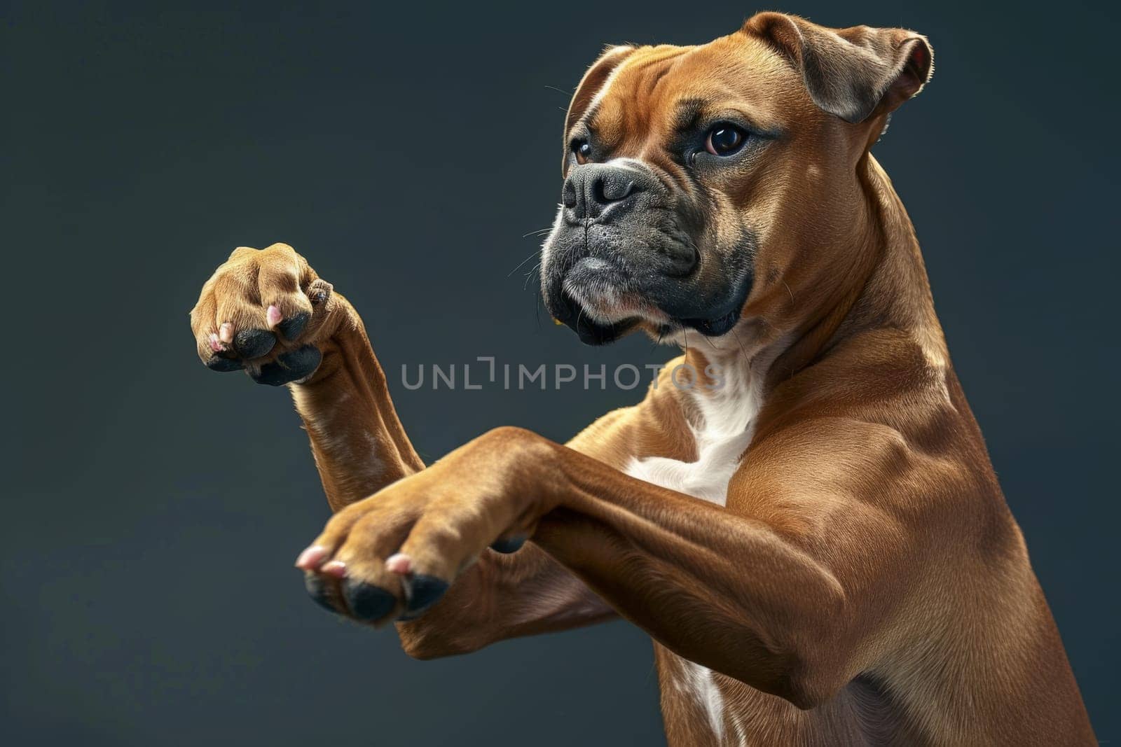 Energetic Boxer with muscular build and playful demeanor, ideal for sporty and active designs