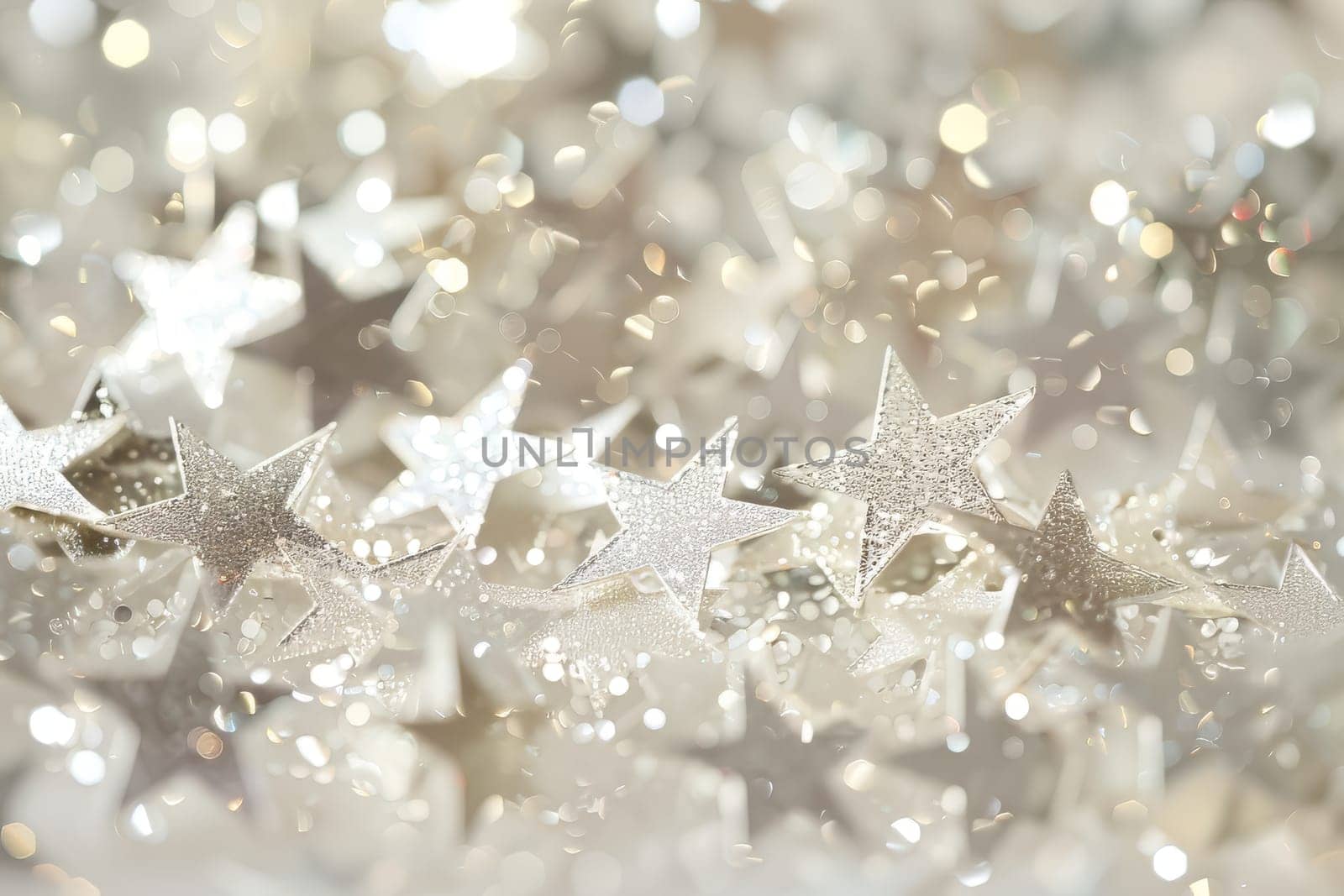 Glistening star-shaped sparkles twinkling against a transparent white backdrop, adding a touch of celestial beauty