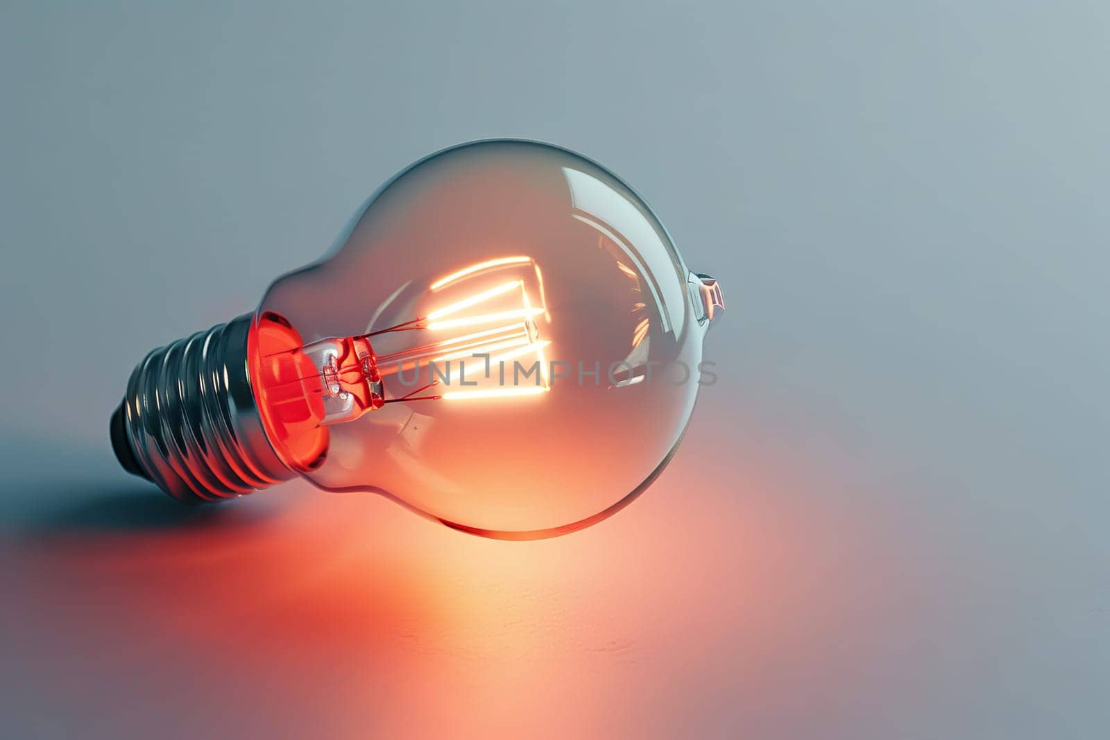 Glowing fluorescent light bulb on a soft transparent white background, perfect for contemporary lighting themes